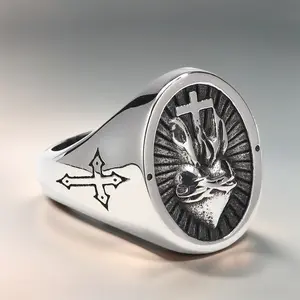Men's Fashionable Retro Ring - Gothic Vine Design, Heart Shaped Ring, Cross Design - Ideal for Couple Gifts and Casual Wear, Cross Design Rings