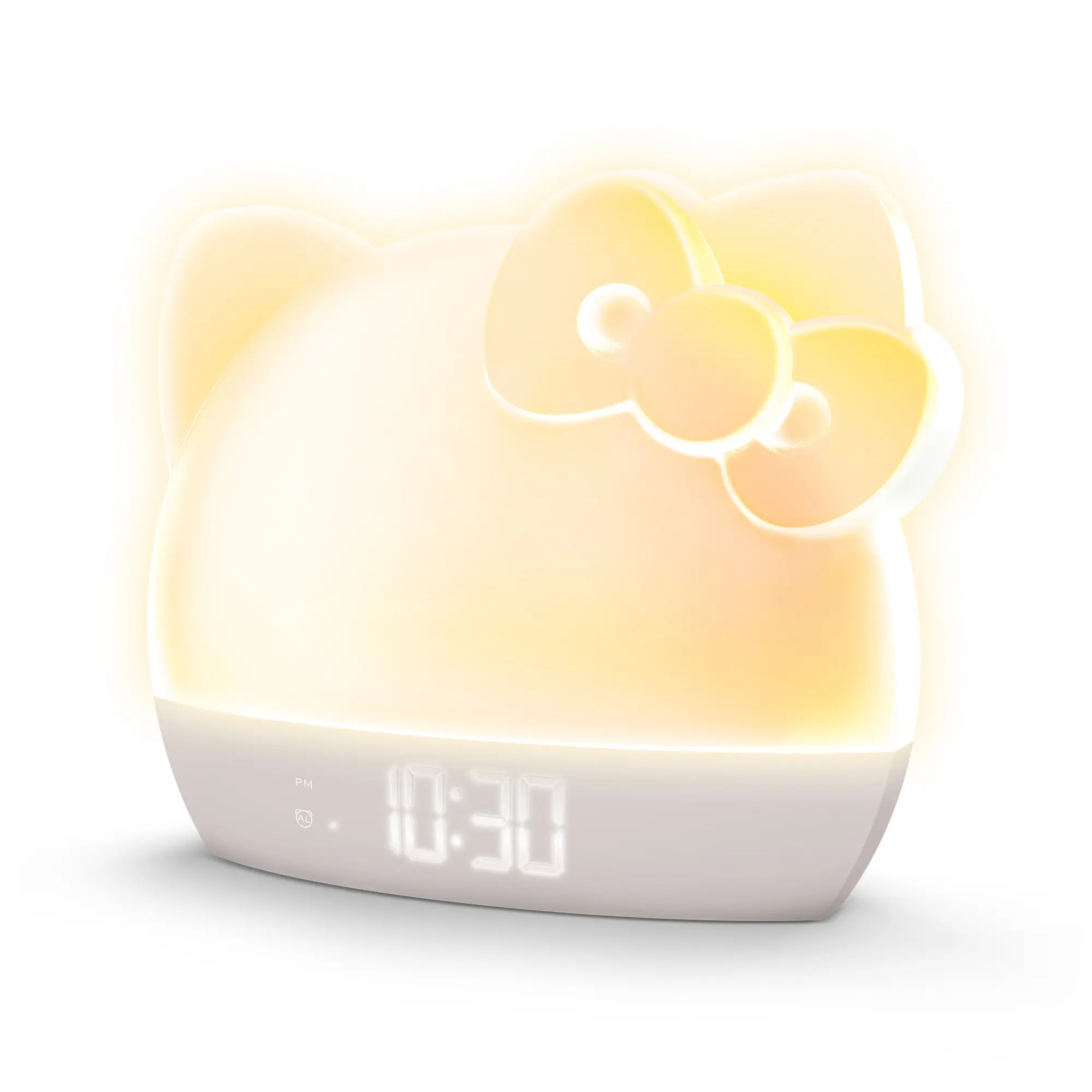 Hello Kitty Traditional Cartoon Plastic Digital Sunrise Alarm Clock - Color-Changing LED Lights, USB Port, Bedroom Room Accessory for Girls & Kids, Home Supply, Collectibles