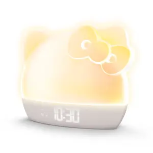 Hello Kitty Sunrise Alarm Clock with Color-Changing LED Night Light, Digital Display & USB Charging Port