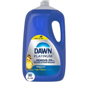 Dawn Platinum Dishwashing Liquid Dish Soap Refreshing Rain 90 fl oz Removes 99% of Grease & Food Residue