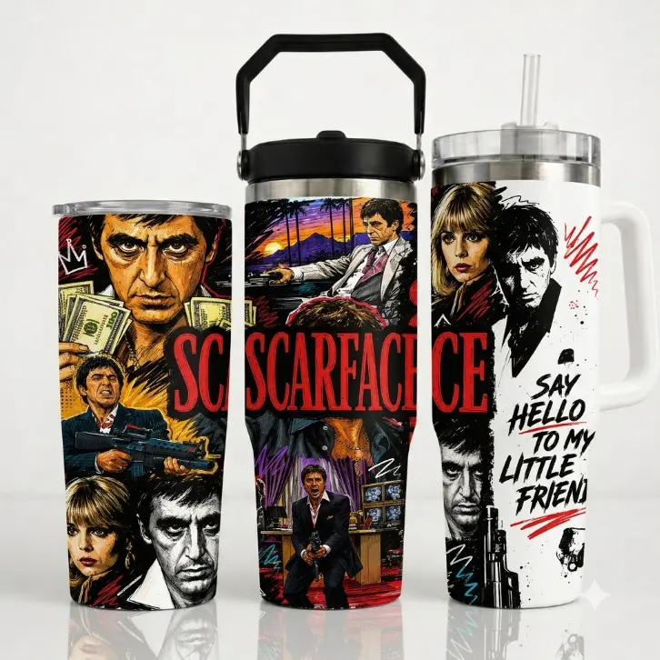 Gangster Movie Inspired Tumbler, Vintage Crime Film Travel Cup, Retro Mafia Collage Design, Stainless Steel Insulated Tumbler, Gift for Movie Fans