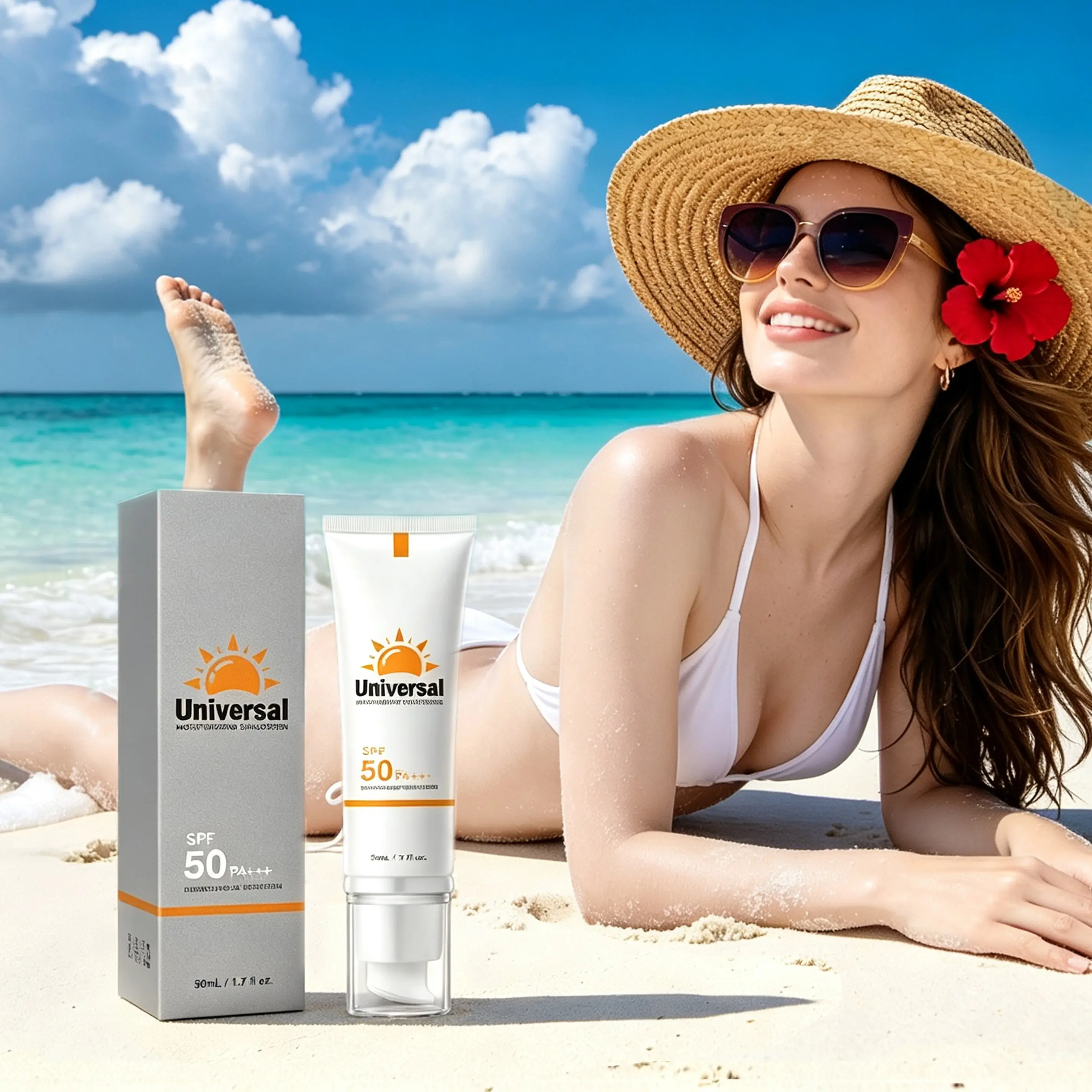 SPF50 Sunscreen for Face, Lightweight & Quick-Absorbing Formula, Water Proof & Smooth Finish for All Skin Types, Moisturizer, Sensitive, Gentle, Moisturizing, High Spf50, Facial, Face Care Products, Even Skin Tone, Daily Wear, Alcohol-Free