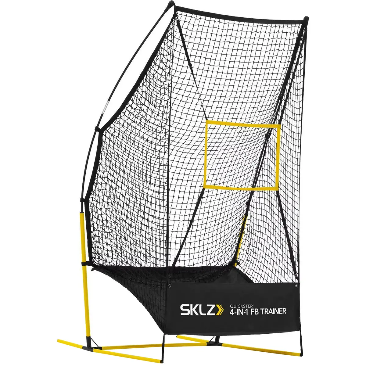 SKLZ Quickster 4-in-1 Football Training Net - Portable Composite Steel Trainer with Heavy-Duty Netting and High Visibility Target, Easy Assembly, Fiberglass Tension-Tite, High-Strength Steel Corner Joints, Practice, Pre-Connected Poles, 7X4 Feet, Multi-Sk