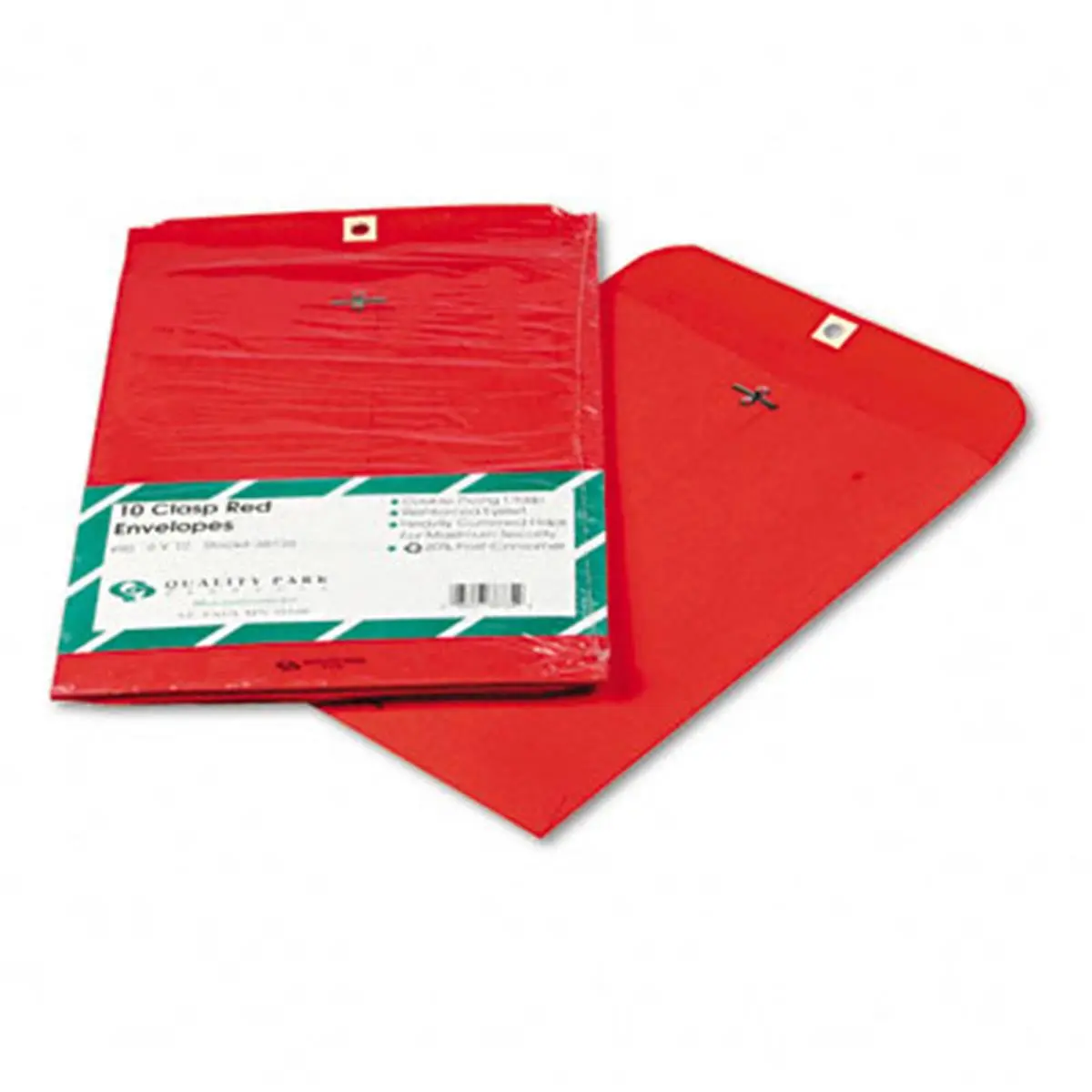 Quality Park 38734 Paper Clasp Envelope - 9x12 in, 28lb, Red, 10 Pack, Standard Border, Wove Finish, Reinforced Eyelet, Gummed Flap Sealed Closure for Office Use, Sealed Envelopes & Postal Supplies, Home