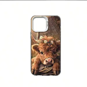 Highland Cow Mobile Phone Case, Designed With Floral Crown And Soft Fur Illustration, Suitable For IPhone 16, 15, 14, 13, 12 And 11 Pro Models, Made Of TPU Material, And Provides Shockproof Protection. Ideal For Animal Lovers, Family, Friends, Birthdays
