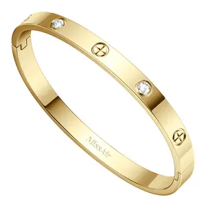 Missair Fashion Rhinestone Decorated Bangle LOVE Bracelet for Women Girls - Elegant Jewellery for Party, Daily Clothing Decor, Birthday Gift