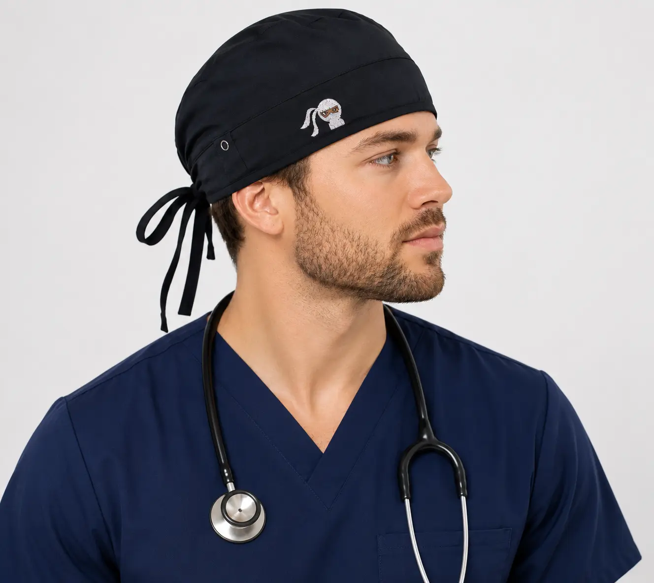 Customizable Navy Blue Medical Scrub Cap - Heartbeat Design Customizable Hats with Free Customized Words, Personalized Fashion & Clothes Accessory