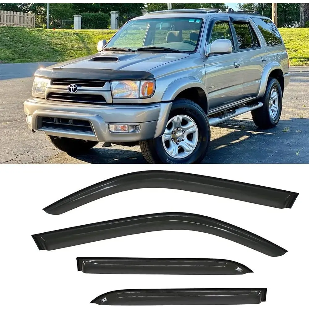 Wensdy 4-Piece Outside Mount Dark Smoke Acrylic Side Window Deflectors & Visors for 1996-2002 Toyota 4Runner (N180) 94751, Easy Install, Sun Protection, Fog Reduction