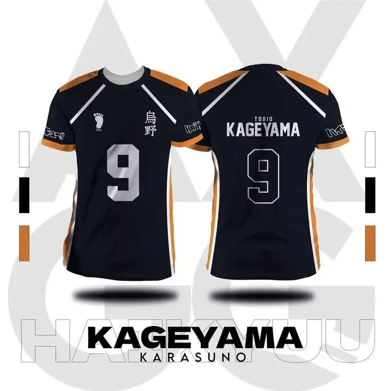 Karasuno Volleyball Team Jersey Kageyama No.9 Cosplay Costume Haikyuu!! T-Shirts Summer Quick-dry Comfy Athleisure Large