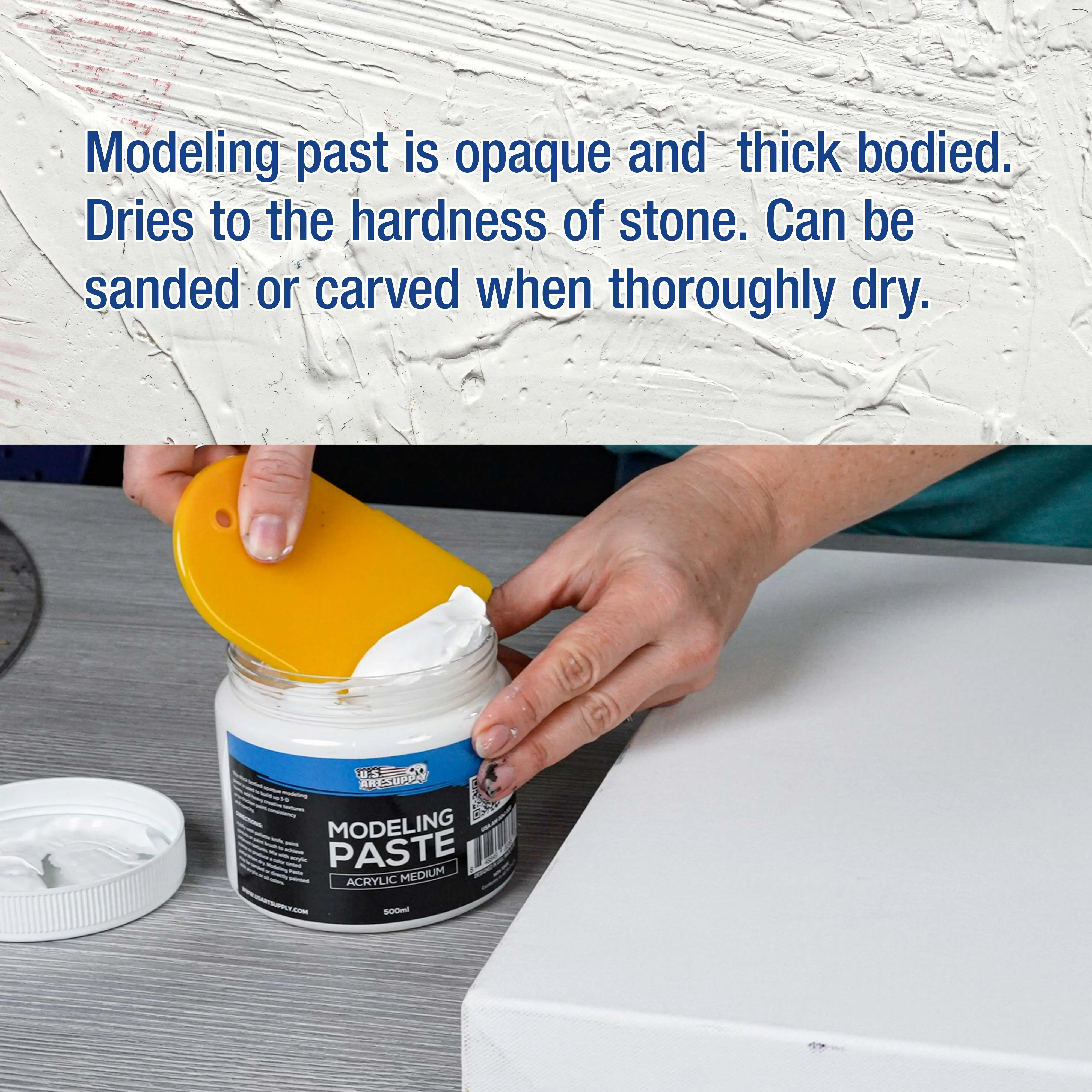 Acrylic Modeling Paste - 16.9oz (500ml) Lightweight, Flexible, Mixable, Sandable, and Archival-Safe