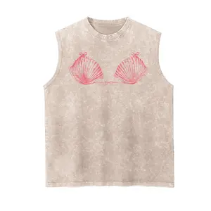Seashell Bra Line Art Graphic Tank Top, Minimalist Mermaid Shell Bikini Print, Gift For Summer & Beach Lovers