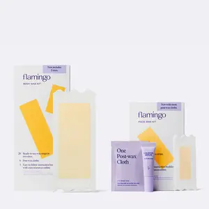 Flamingo Head to Toe Wax Kit for Smooth and Hair-Free Skin- Soft Gel Strips with Easy Application, Waxsupplies , Waxstrips, Beginner Waxer Gentle Cleansing Soothing
