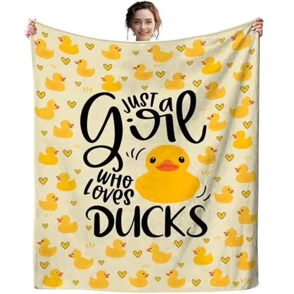 Retro Vintage Printed Duck Flannel Throw Blanket - Soft, Warm, Lightweight, Wrinkle-Resistant, Cozy 50x40in 280GSM Flannel Blankets with Multi-Size Options, Ideal Gift for Women, Bedding Decor
