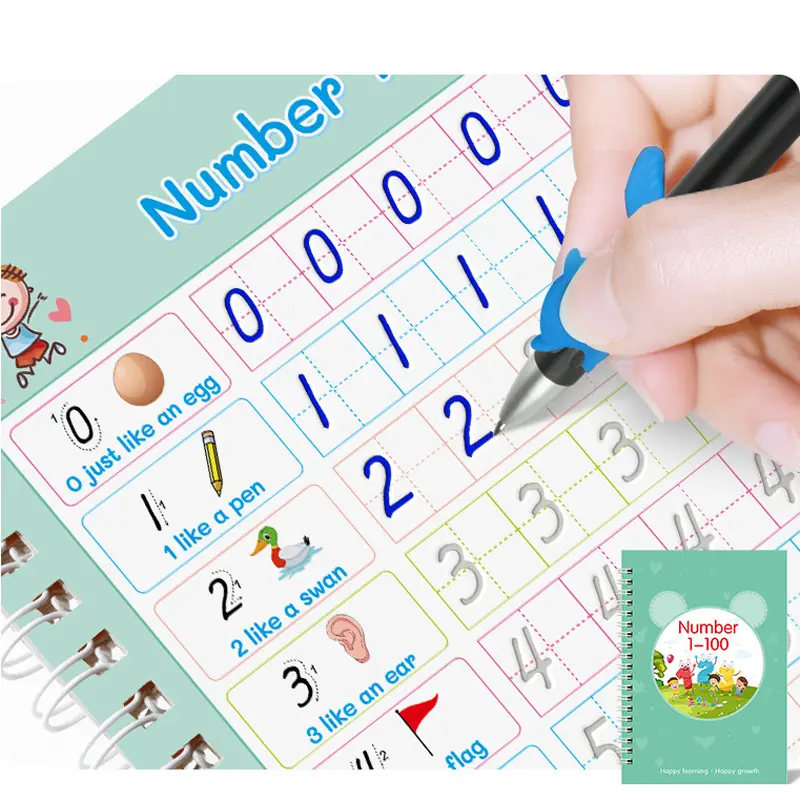 5 Practice Notebooks + 10 Pen Refills + 2 Pens (Without Refills): Groove Magic Practice Writing Book for Beginners, a Tracing Book for Numbers Alphabet, Addition, Substriction, Multiplacation, Division, And Drawing, Writing Practing Book Gift