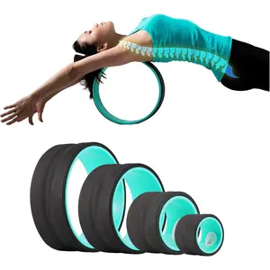 Padded Back Stretcher Wheel with Center Spine Cradle-Back Pain & Stretching- Deep Tissue Massage Roller (Set of Four)