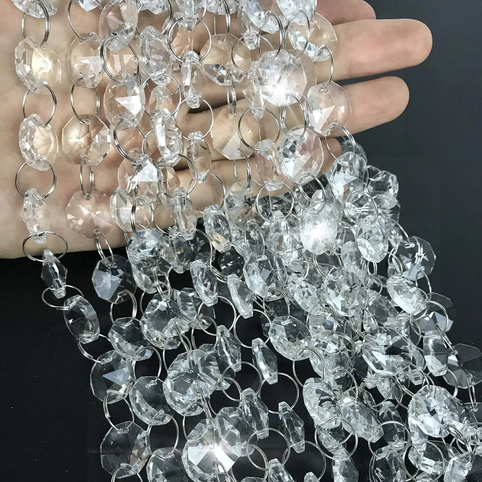 10m/33ft Crystal Acrylic Bead Garland Strands, Acrylic Gems Bead Strands, Beads, Diamond Hanging Beads Chain, Adjustable Chain for Wedding Centerpieces, Tree Decorations, Jewelry Making, Party Backdrop, DIY Jewelry Crafts & Home Decor, Beaded Chain