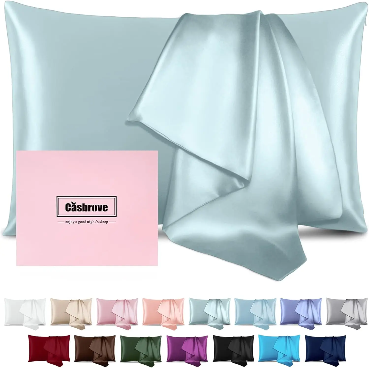 Mulberry Silk Pillowcases for Beauty Sleep, 1PC Silk Pillowcases Soft Breathable Smooth Both Sided Natural Silk Pillow Cases with Zipper Beauty Sleep Silk Pillowcase 1 Pack for Gift