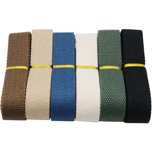 Set of 6 pieces1*0.07InchHeavy Cotton Webbing  Wide 12 Yard 6 Color Mixed Polyester Cotton  for Webbing Bag Handles, Strap,Tote Cloth Belt,Making Outdoor Supplies(Mixed Color)