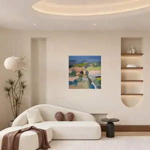 An abstract pastel landscape wall decal Contemporary minimalist aesthetic wall art Wall decoration Stunning home decor Suitable for living room, bedroom, office, and apartment decoration