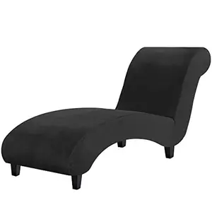 Chaise Lounge Cover Velvet Chaise Lounge Couch Cover High Stretch Chaise Lounge Slipcover Luxury Lounge Chair Cover for Living Room Soft Furniture Protector for Dog, Machine Washable, Black