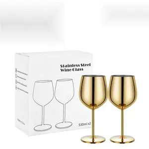 New High-Footed Glass Household Premium Feel 304 Stainless Steel Champagne Glass Red Wine Glass Drinkware Natural Color (Single)