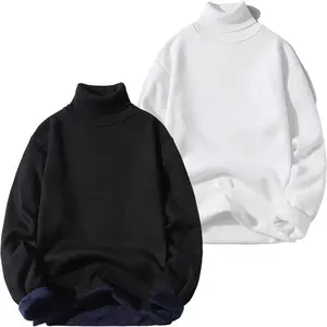 2-Pack Unisex Fleece Lined Sweaters - Solid Color Turtleneck Base Layer, Durable Anti-Pilling Fall & Spring Tops Casual Long Sleeve