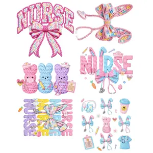 Yarn Easter Nurse Premade Gangsheet 6 Full Size Transfers Ready to Press DTF Transfer Hot Peel for Adult Prints Art Santa Crochet Doll Womenswear Womenswear Womenswear Hoodie Sweatshirts