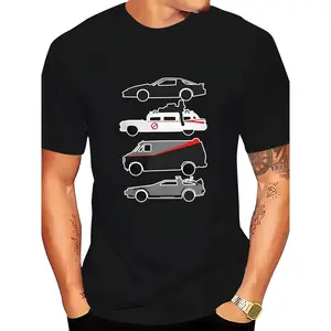 Men's Premium Casual Graphic Tee Stylish Black Short Sleeve T-Shirt with Unique Car Print Round Neck Summer Fashion Machine Washable 100% Cotton