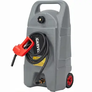 Garvee 16 Gallon Gas Can with 10 FT Manual Siphon Pump, Portable Diesel Fuel Storage Caddy on Wheels for Cars, ATVs, Weeders, Boats, Tractors, Snow Blowers, and Generators