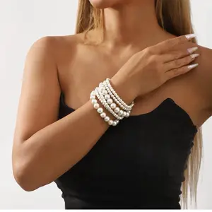Elegant Faux Pearl Bracelet Set