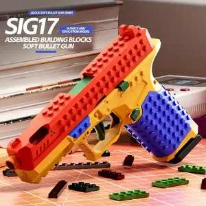 Automatic Launching Building Block Gun with Bullet Shell, Stem Construction Set, Realistic Launch Mechanism, Safe Non-Toxic Toy for Teens & Adults
