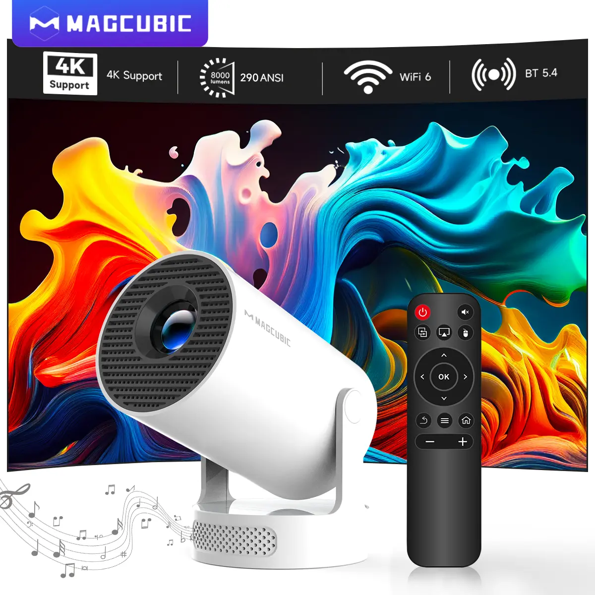 [US warehouse] Magcubic HY300Pro+ 290ANSI Android 14 Portable Projector 8K Videosource Support Allwinner H726 Native 1280*720P WIFI6 BT5.4 Built-in Speaker & Appstore Home Cinema Mini Smart Projector #SummerFinds #DealsForYouDays