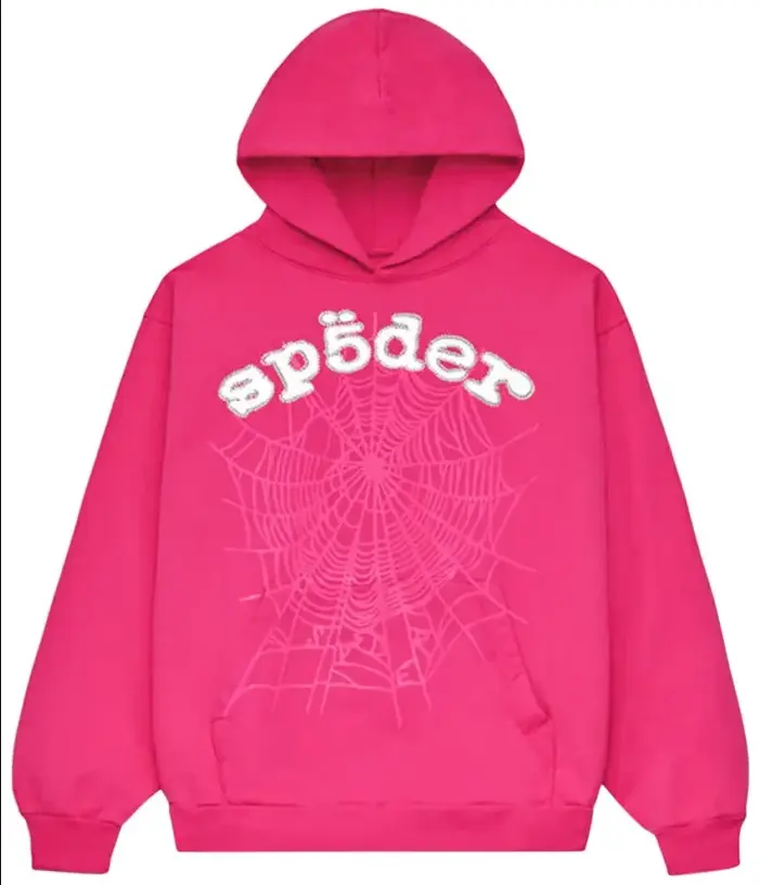 Y2K Hip Hop Graphic Hoodie, Sp5der Legacy Hoodie Pink White Ver.2, Men's Streetwear Pullover Sweatshirt, Casual Oversized Hoodie for Men & Women