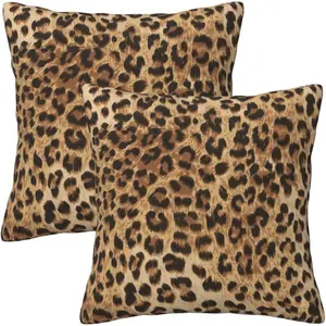 Leopard Print Throw Pillow Covers 18x18 Inch, Set of 2 Double-Sided Animal Print Decorative Pillow Cases, Wild Cheetah Pattern Cushion Covers for Home Sofa Couch Living Room Bedroom