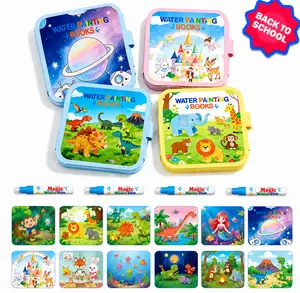 Screen-Free water painting book 4-Pack, Reusable Mess-Free Fine Motor Skills Training Activity Toy for Toddlers & Kids 2-6, Montessori Pencil Control Practice Drawing Pad, No Ink No Leak No Mess Quiet Time Helper