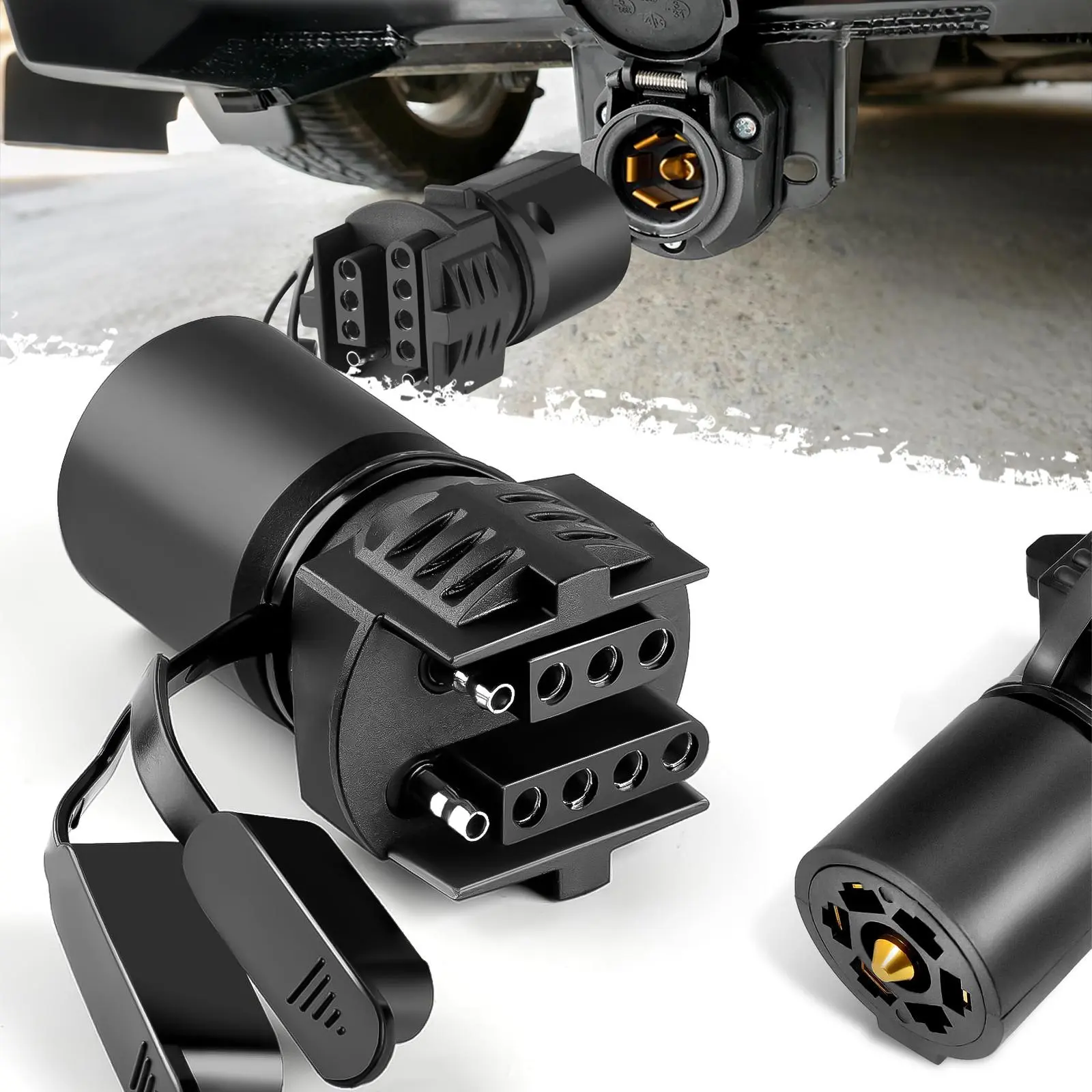 DIBMS 7 Pin Trailer Adapter, 7 Way RV Trailer Plug Adapter to 4 Pin 5 Pin Connector, Heavy Duty Nylon Towing Adapter with Dust & Rain Cover for Truck Camper Trailer