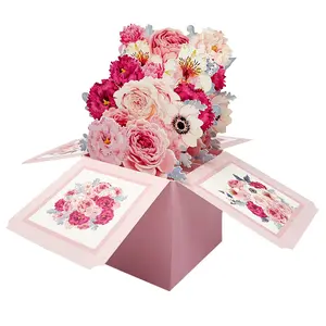 2026 New Autumn 3D Floral Greeting Card, Pink Bouquet, Creative Birthday and Holiday Greeting Card，Suitable for husbands, girlfriends, mothers, fathers, mothers, fathers (birthday cards, greeting cards, thank-you cards, anniversary cards)