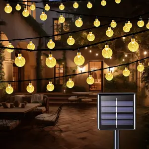 1/2 Pack 100 LED 39FT Solar String Lights Outdoor Crystal Globe Lights, 8 Lighting Modes, Waterproof Solar Patio Lights for Garden Yard Porch Wedding Party Decor (Warm White)