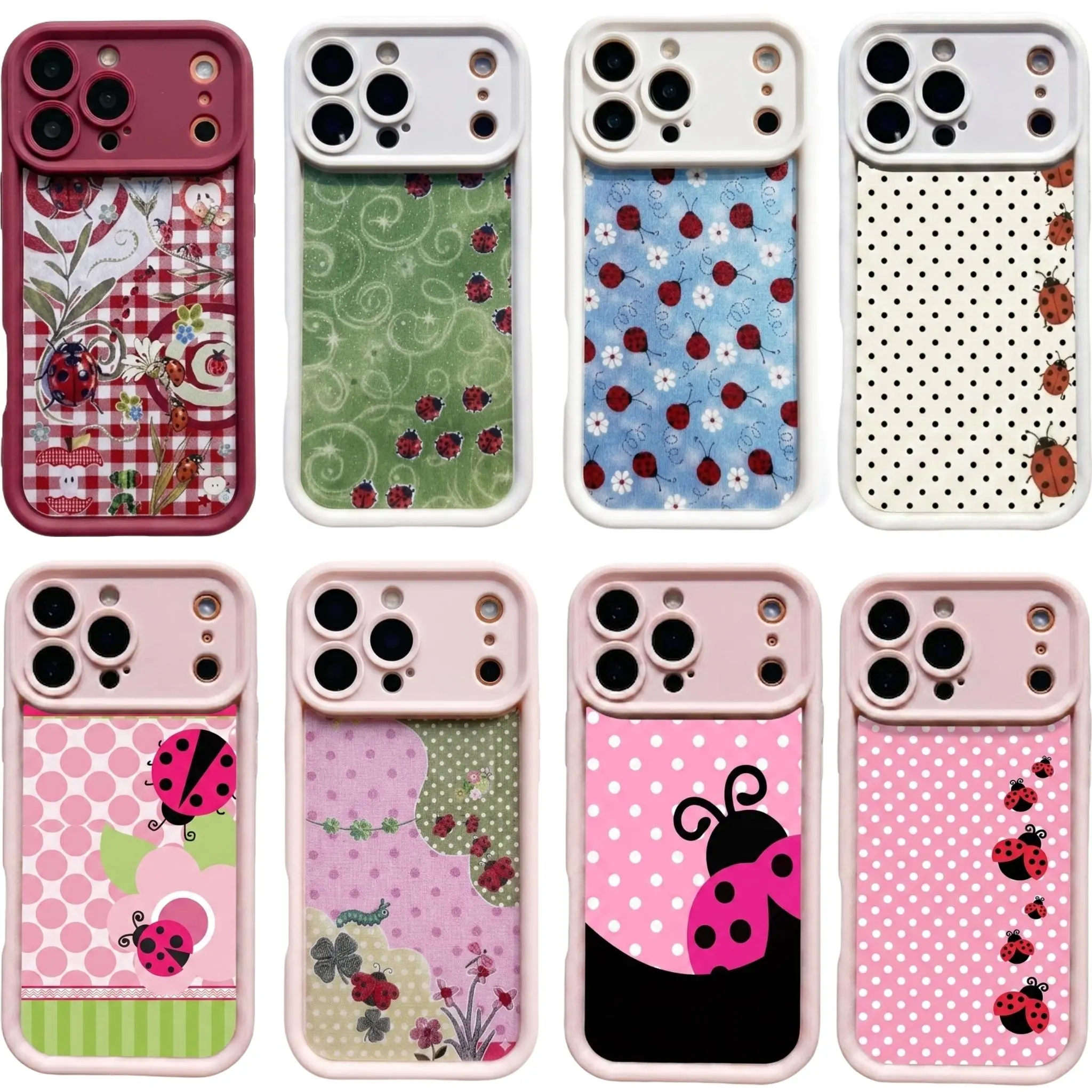 Durable Protective Floral & Ladybug Printed Phone Case - Sturdy Sky-Eye Trapezoidal Material for iPhone 17 Pro Max, Air 16, 15, 14, 13, 12, 11 Pro Max Plus & Samsung Galaxy S25, S26, S24 Ultra, FE Series, Accessories
