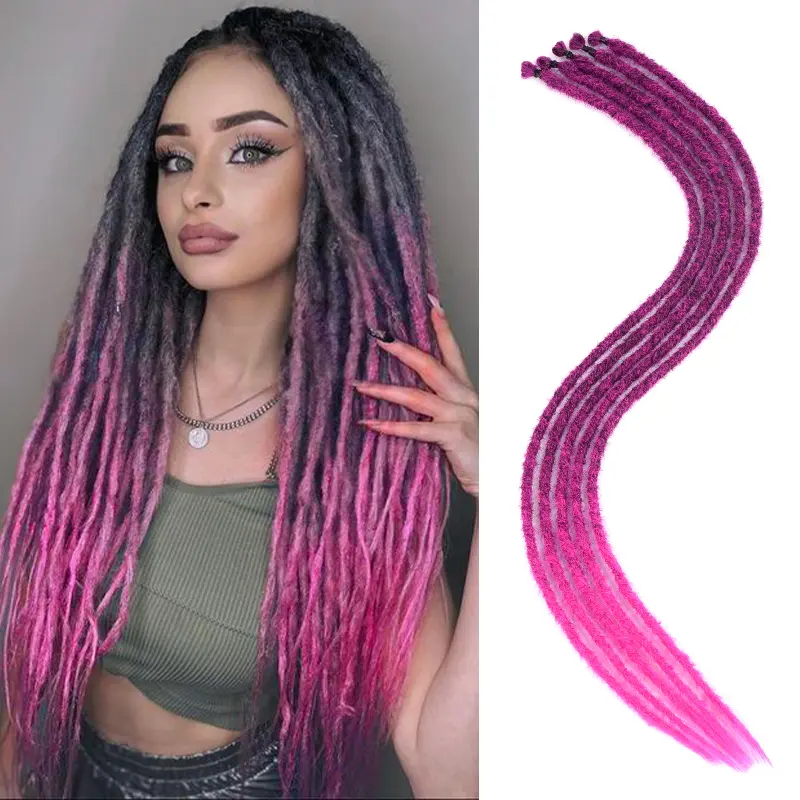 Women's 24-Inch Synthetic Dreadlock Extensions - 10 Strands Single Ended, 0.8cm Width Ombre Blonde Crochet Braids, Braid Extension, Hippie-Reggae Fashion Accessory, Synthetic Braids