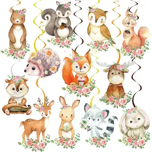 Woodand Party Deorations 20ps Woodand Animas  Swirs Forest Animas Foi eiing Deorations for Woodand Theme Birthday Party  Shower Suppies