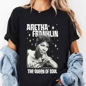 Aretha Franklin Queen of Soul Black T-Shirt – Retro Soul Graphic Tee Gift for Fans