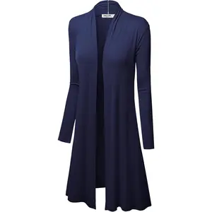 Women's Long Cardigan – Fall Casual Draped Open Front Lightweight Duster with Long SleevesGift