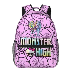 Monster High all-over print large-capacity laptop backpack for daily commuting, business, hiking, cartoon casual merch, travel daypack, school bag—gift for kids, women, and men