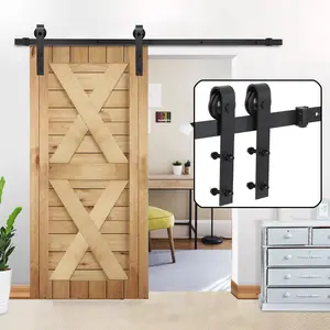 ZENY 6.6FT Single Sliding Barn Wood Door Sliding Track Heavy-Duty Hardware Kit