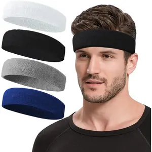 Sports Headbands for Men & Women - Universal Cotton Workout Headband, Breathable Sweat-Wicking Stretch, All-Seasons Cooling Quick-Dry Comfy Sweatband Set for Fitness & Outdoor Activities