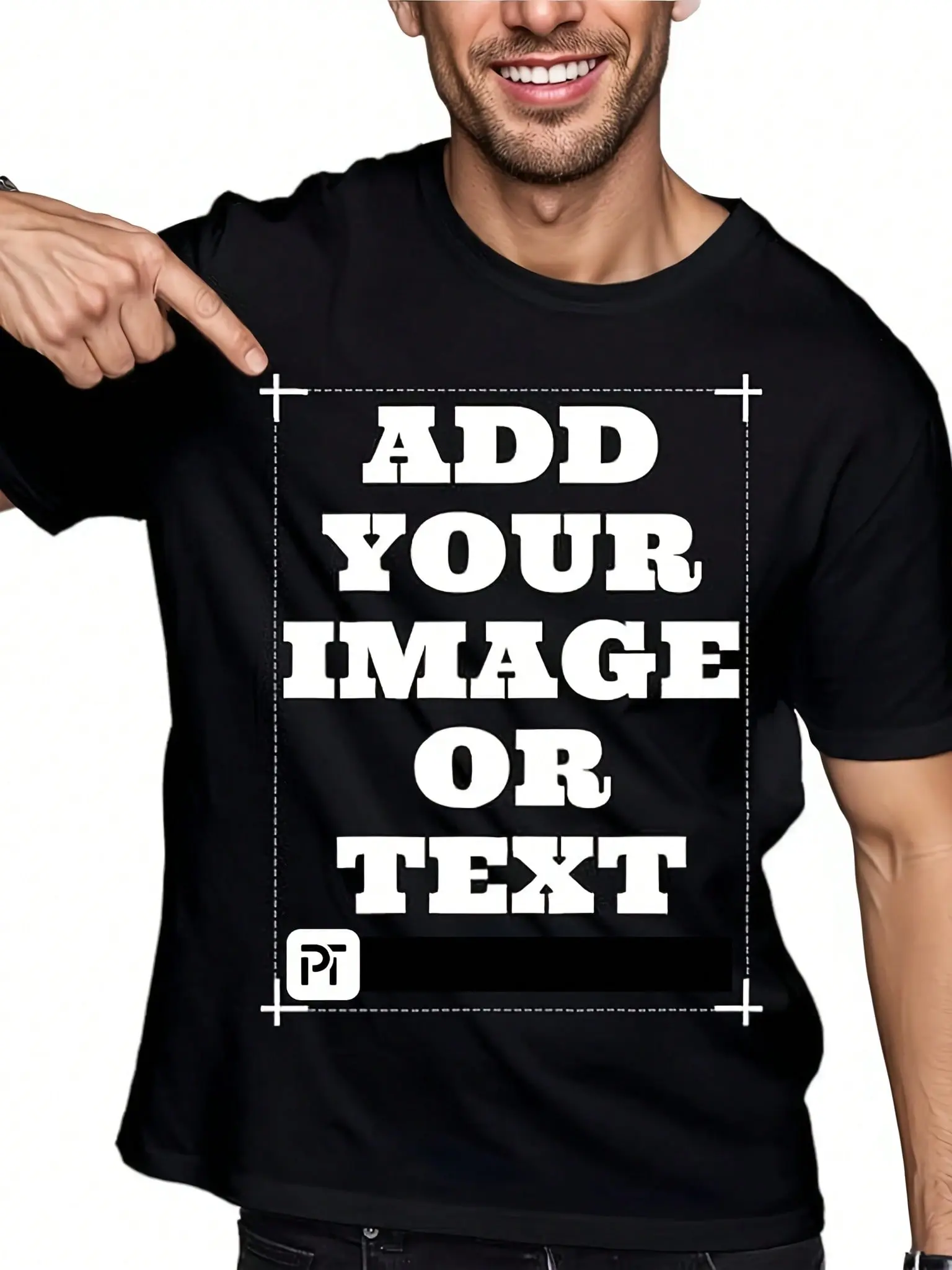 [Factory Special Offer] High-End Custom Men's Pure Cotton T-Shirt - Add Your Image/Text Print, Regular Fit Round Neck Short Sleeve, Selected Fabrics (Comfortable & Breathable), Durable Clear Print, Specially Designed For Business Workwear
