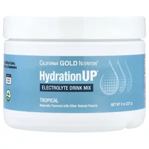 California Gold Nutrition Beverages, HydrationUP®, Electrolyte Drink Mix with Calcium, Potassium, Vitamin C, and Vitamin E, Tropical, 8 oz (227 g)