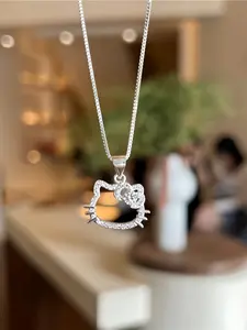 Sweet Cute Pendant Necklace, Fashionable Hollow Out Design, Perfect for Daily Wear, Adorable Lockbone Chain, Stylish Accessory for Women