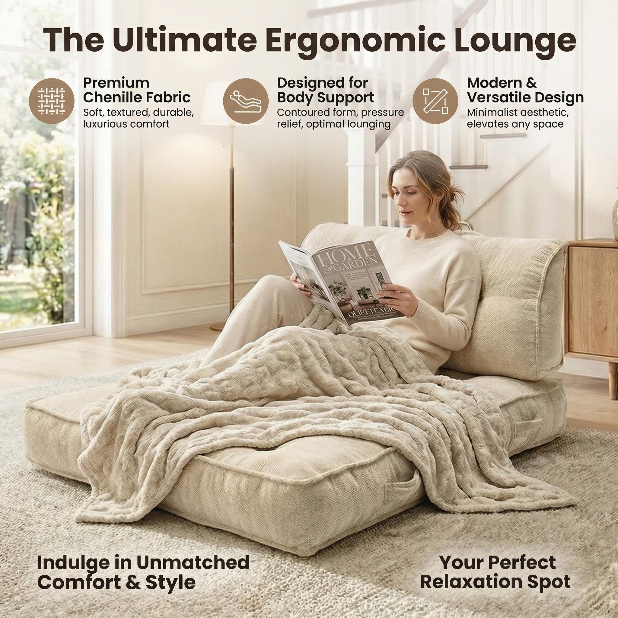 Single lazy sofa, small folding sofa bed with soft package for deep seat wrapping, boneless sofa in living room and bedroom, no need for assembly